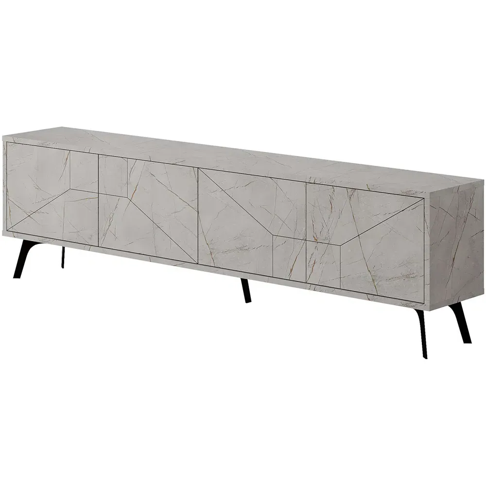 Dune 4 Door TV Stand - Gold, Marble Effect