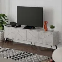 Dune 4 Door TV Stand - Gold, Marble Effect