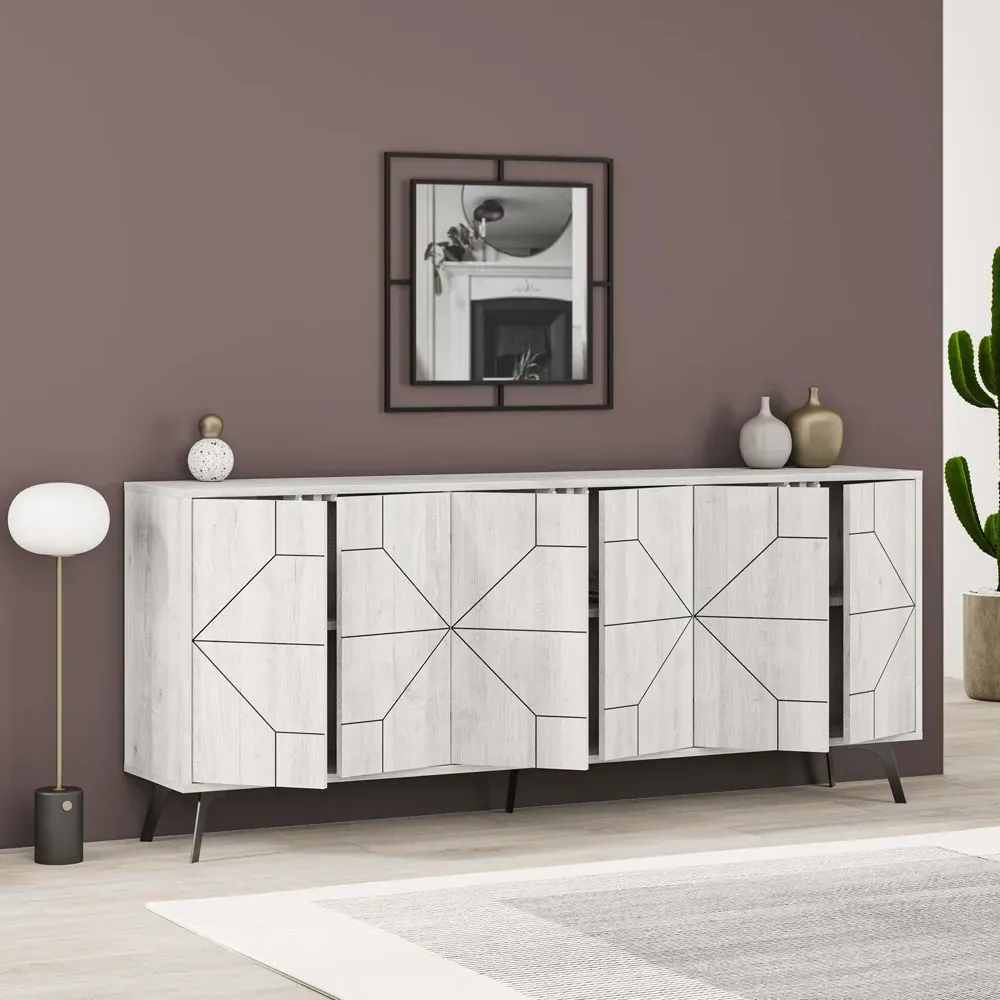 Dune 6 Door Sideboard - White