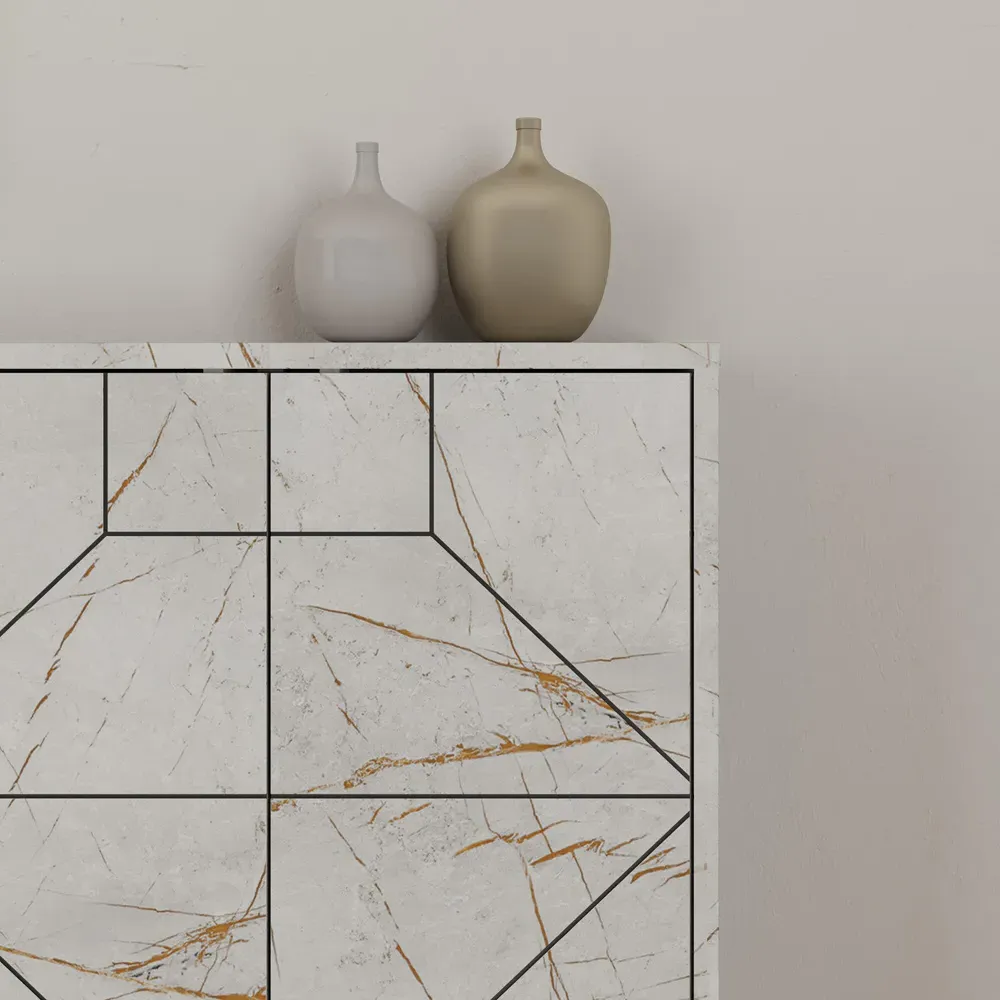 Dune Console Storage Unit - Gold, Oak Finish