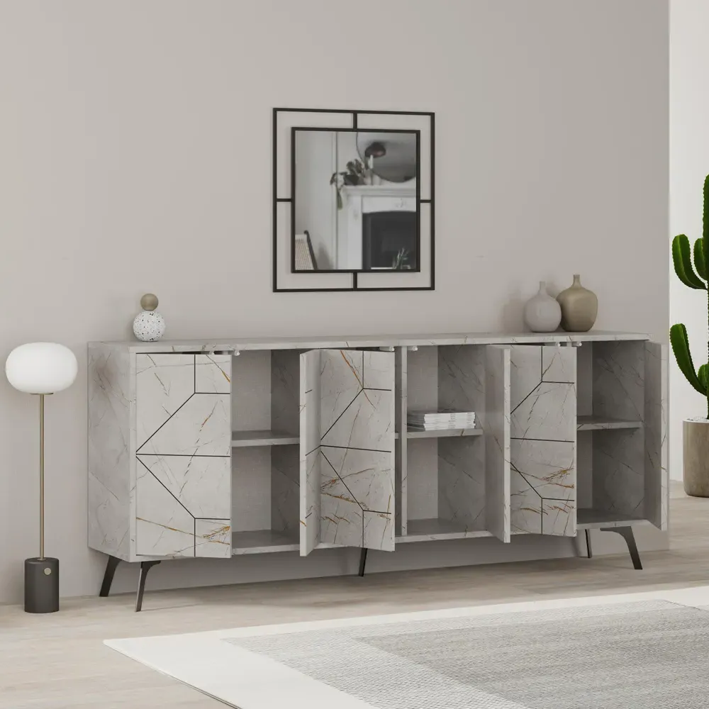 Dune Console Storage Unit - Gold, Oak Finish