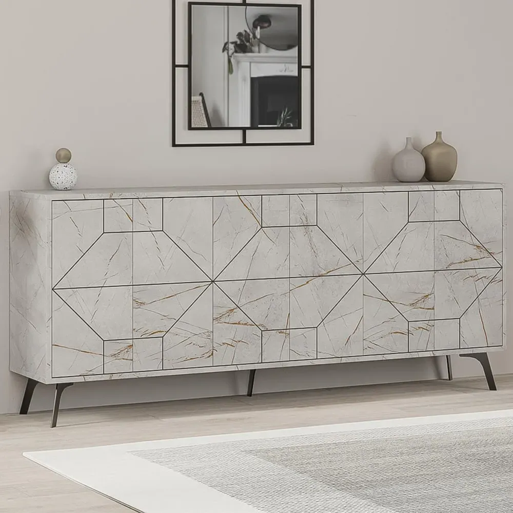 Dune Console Storage Unit - Gold, Oak Finish