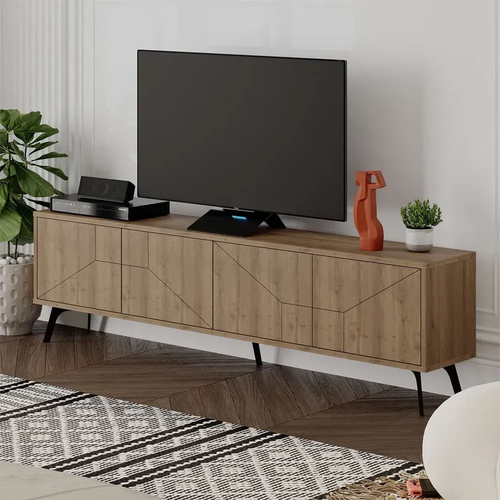 Dune TV Stand with 4 Doors - Dark Oak Effect