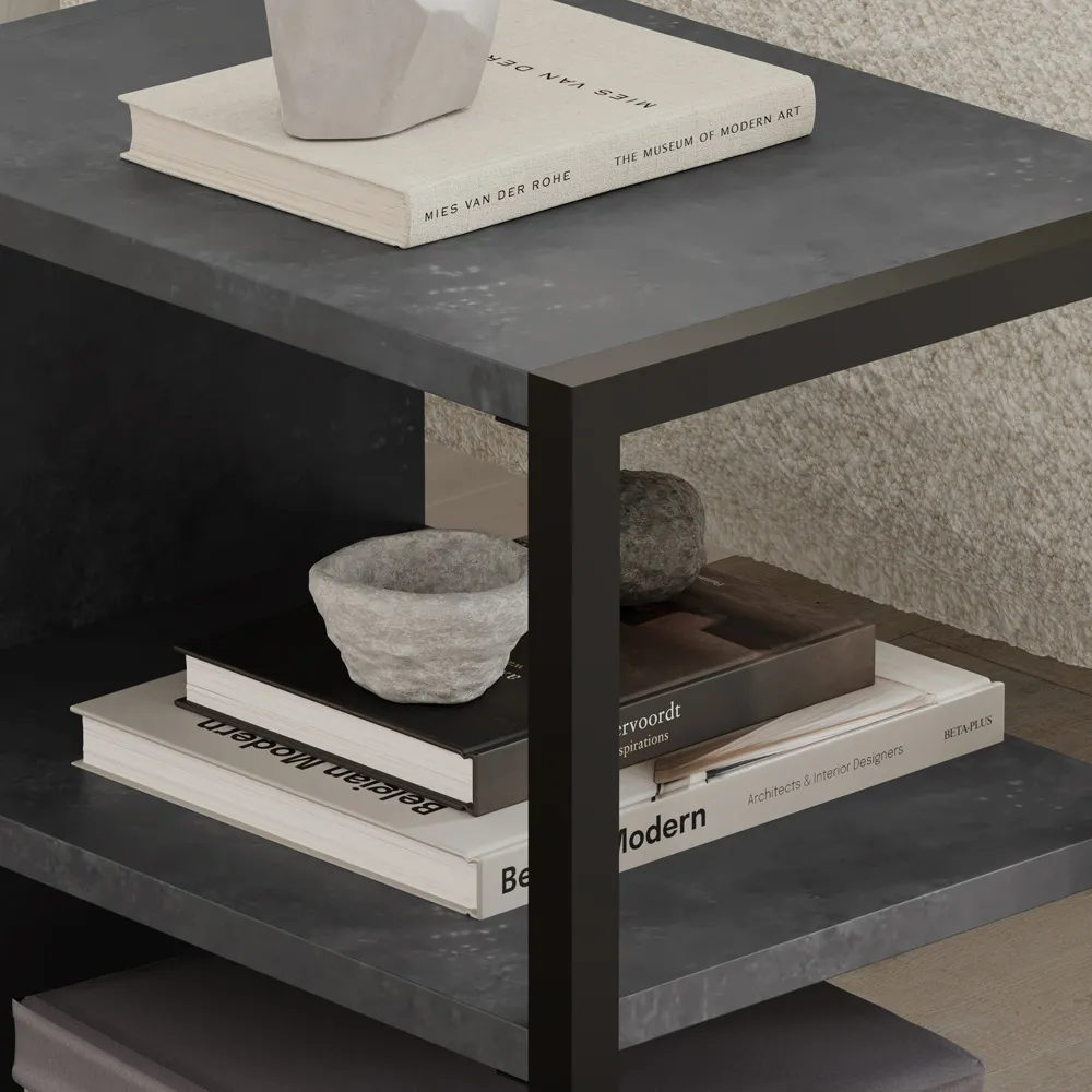 Echo 2 Shelf Side Table - Grey