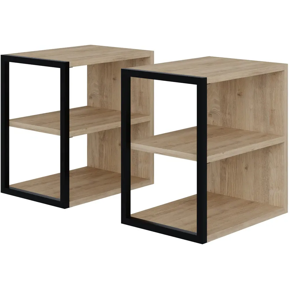 Echo 2 Shelf Side Table Set of 2 - Brown, Oak