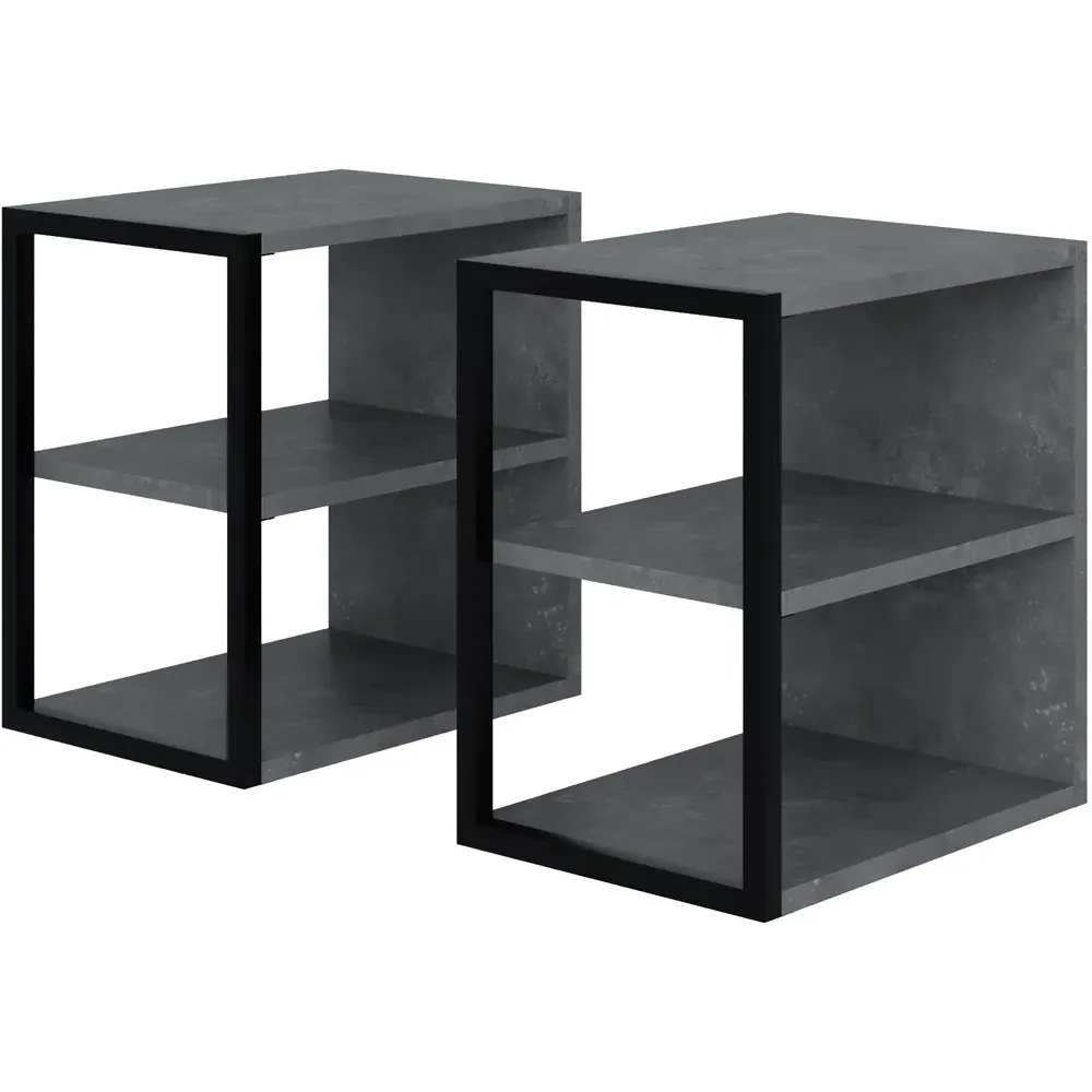 Echo 2 Shelf Side Table Set of 2 - Grey