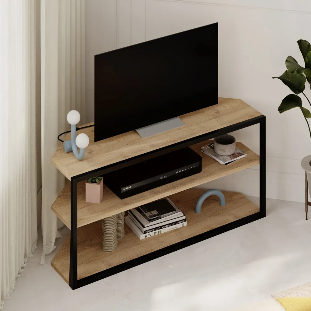 Echo 2 Shelf TV Unit - Brown, Metal