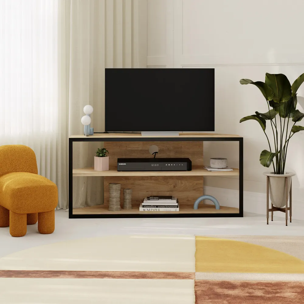 Echo 2 Shelf TV Unit - Brown, Metal