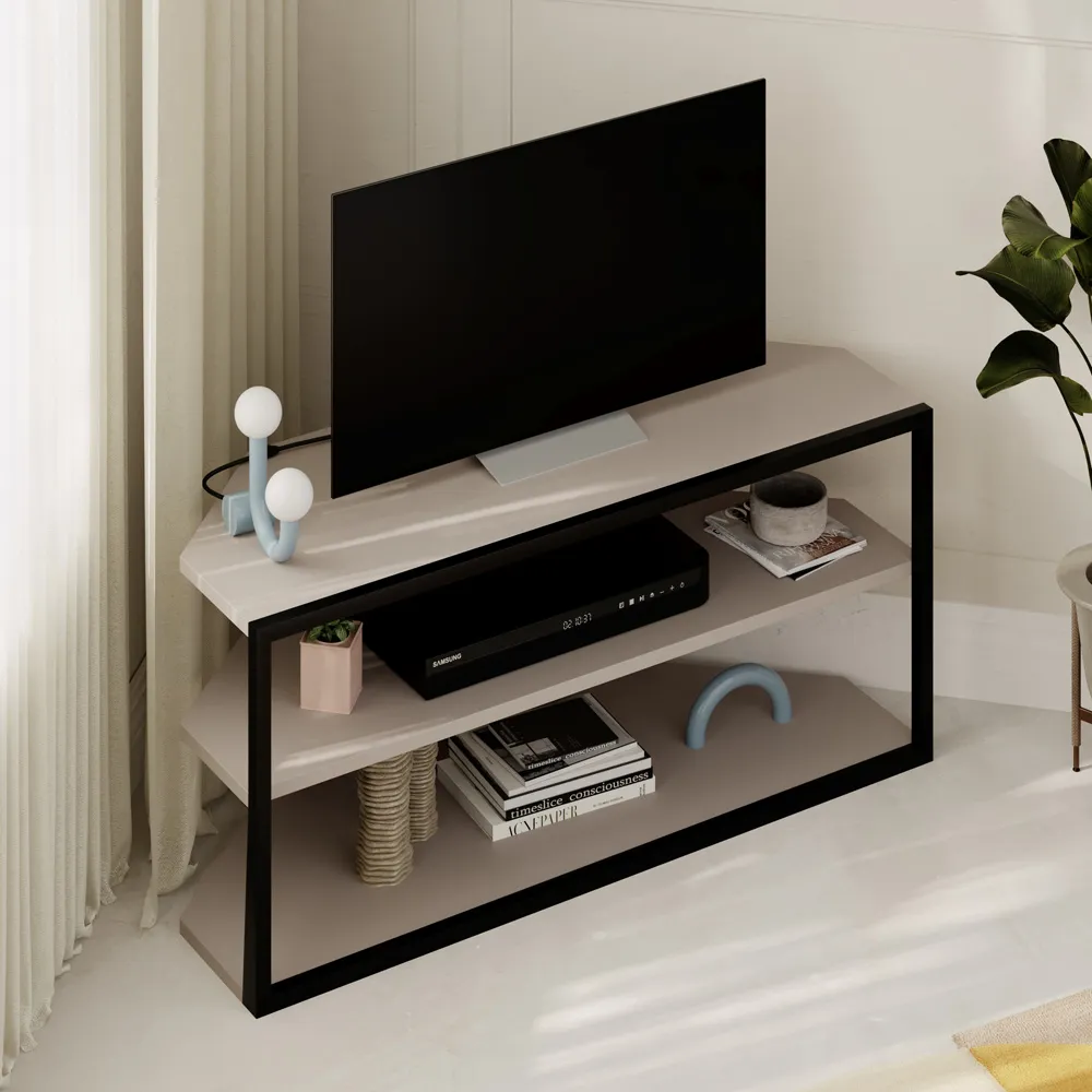 Echo 2 Shelf TV Unit - Grey, Metal