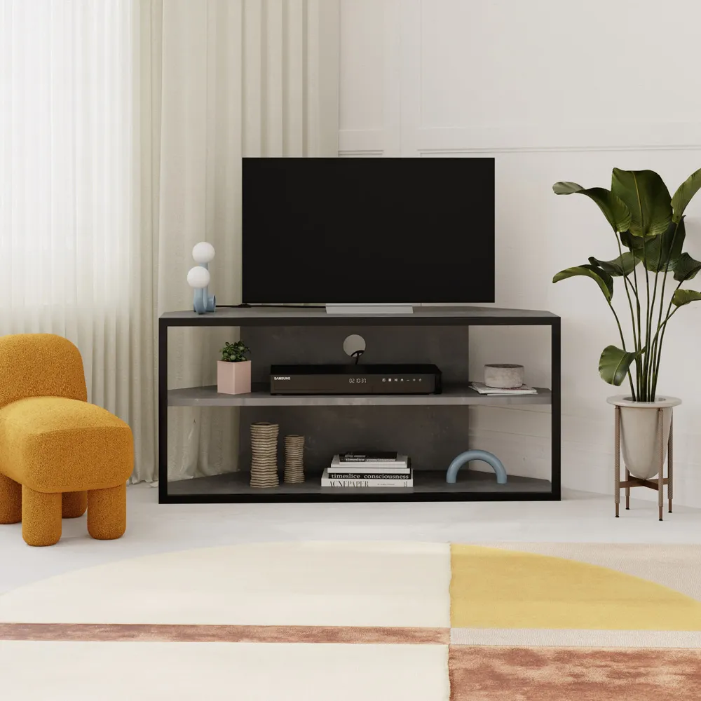 Echo 2 Shelf TV Unit - Grey, Metal