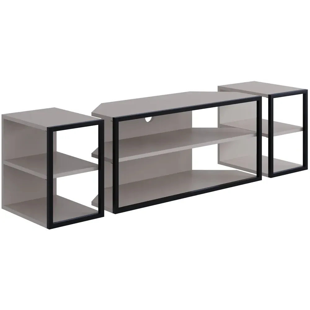 Echo 2 Shelf TV Unit with 2 Side Tables - Grey, Metal