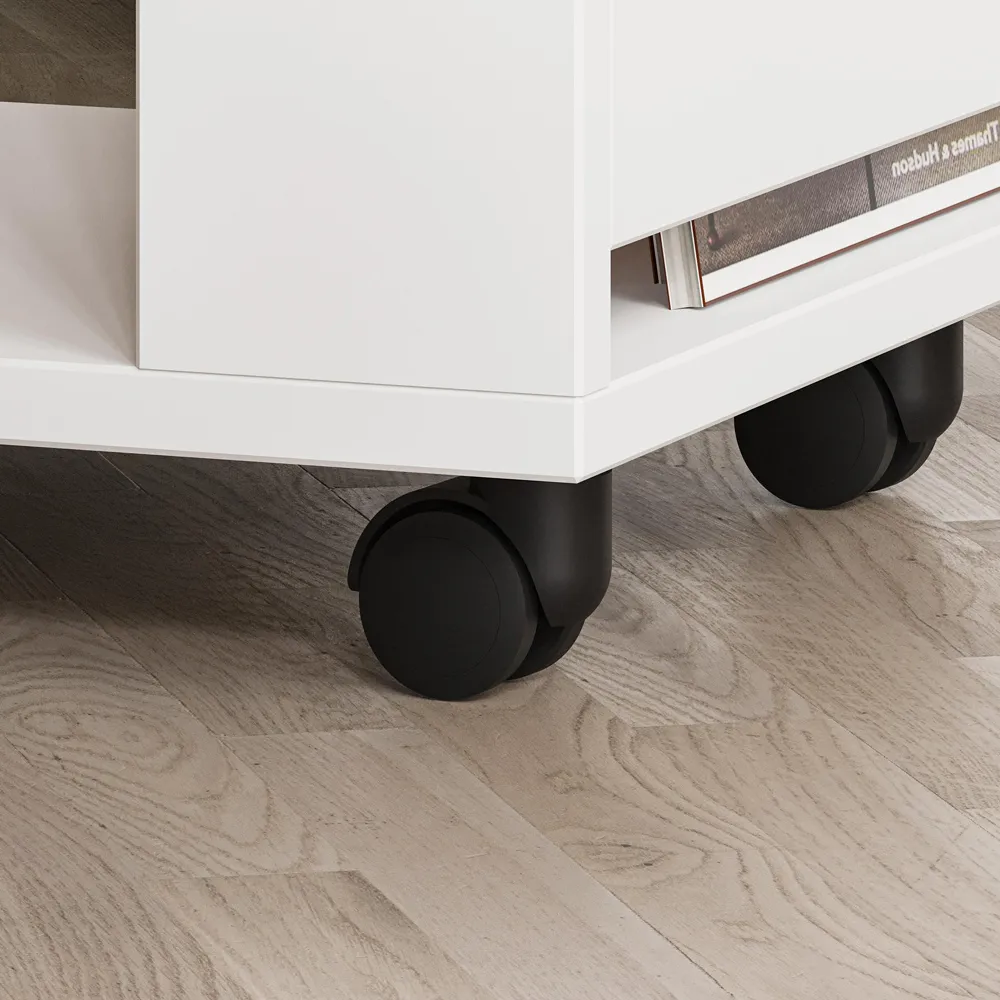 Edi C Sofa Table with Storage - White