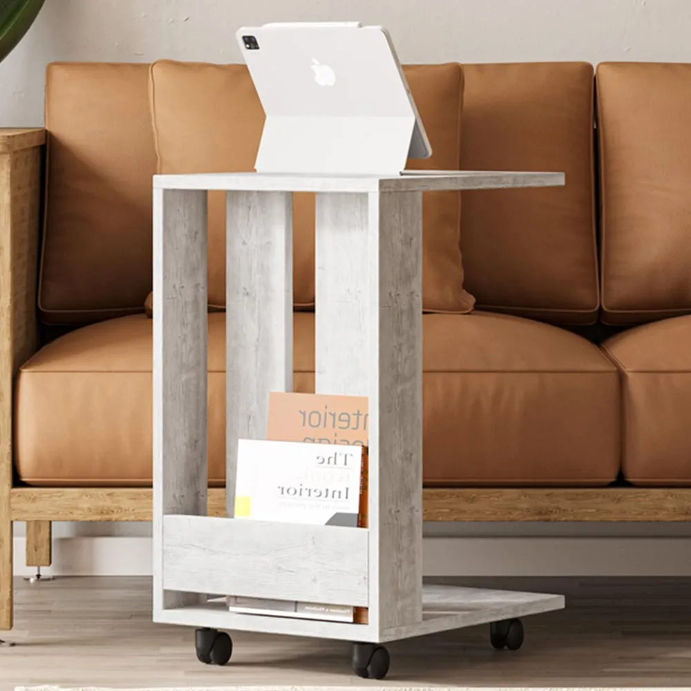 Edi C Sofa Table with Storage - White