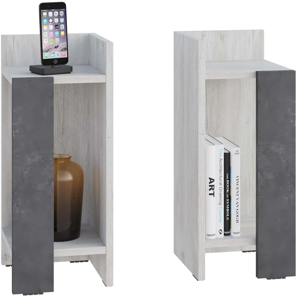 Elos 2 Shelf Bedside Table Set of 2 - Ancient White