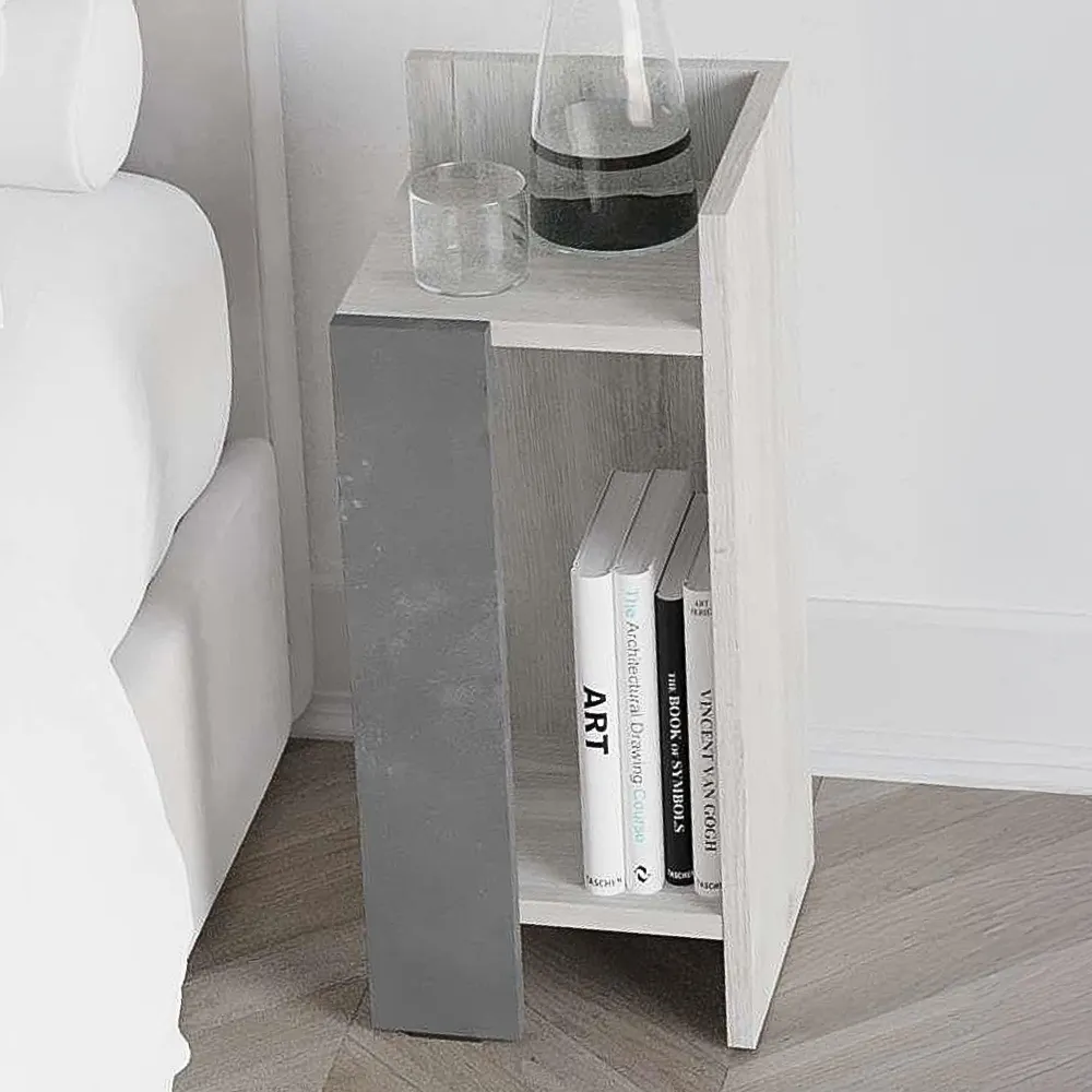 Elos 2 Shelf Bedside Table Set of 2 - Ancient White