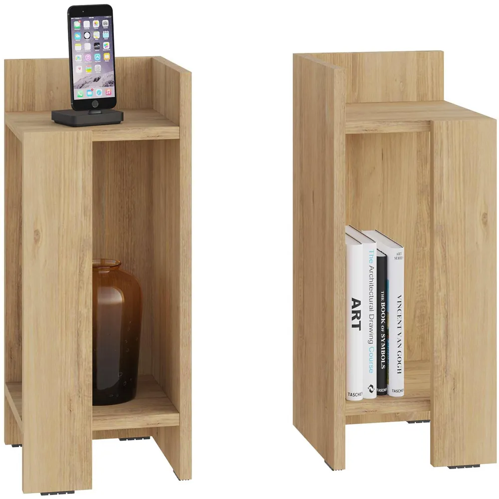 Elos 2 Shelf Bedside Table Set of 2 - Oak