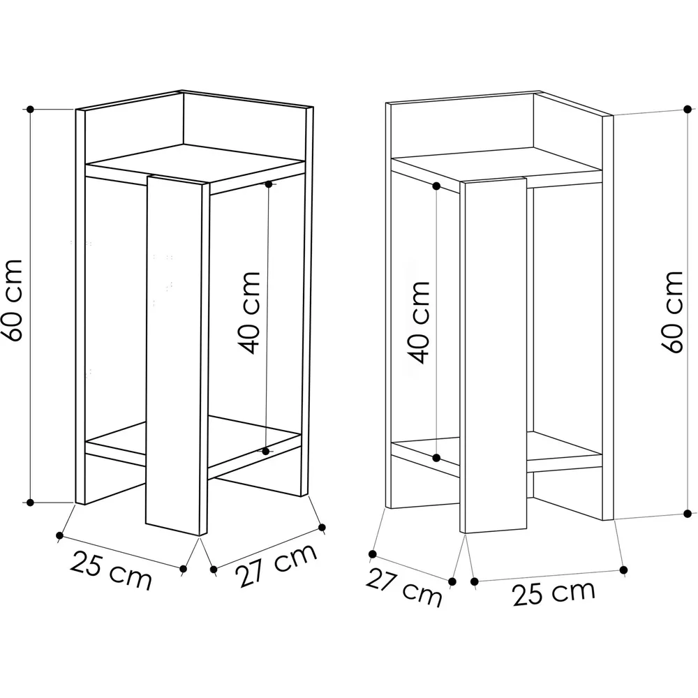 Elos 2 Shelf Bedside Table Set of 2 - Oak