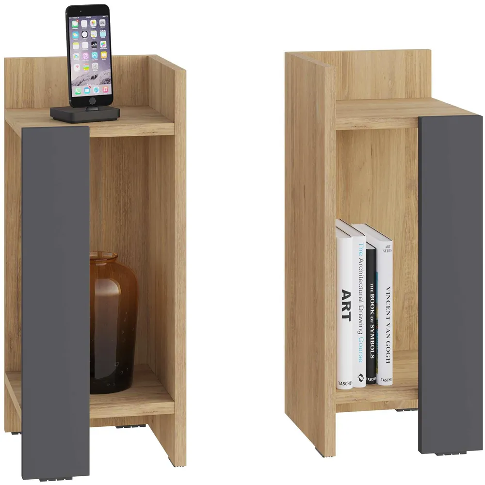 Elos 2 Shelf Bedside Table Set of 2 - Oak
