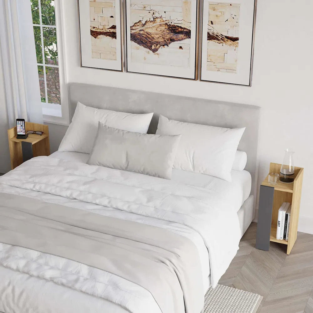 Elos 2 Shelf Bedside Table Set of 2 - Oak