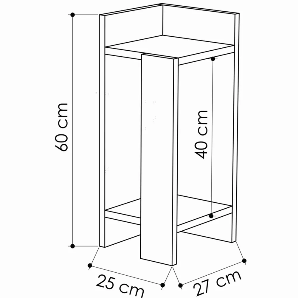 Elos 2 Shelf Left Module Bedside Table - White