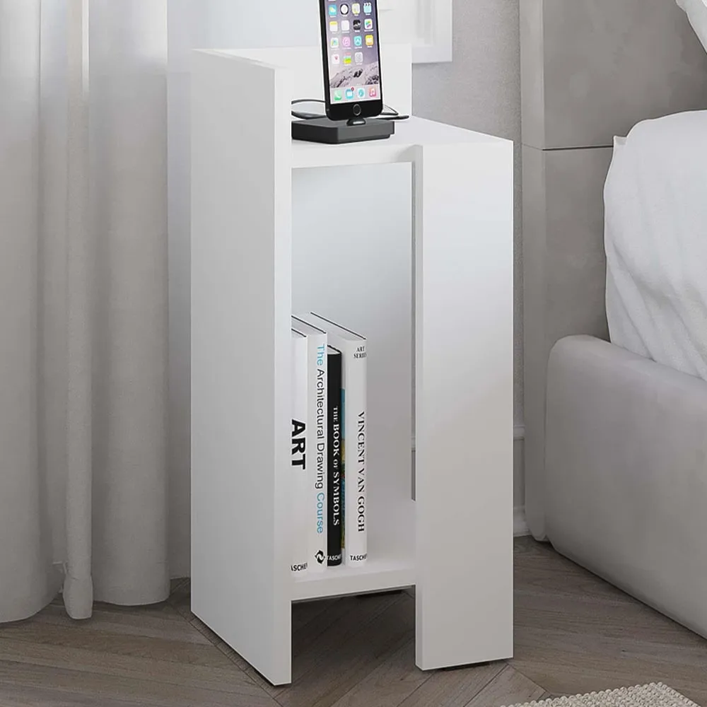 Elos 2 Shelf Left Module Bedside Table - White