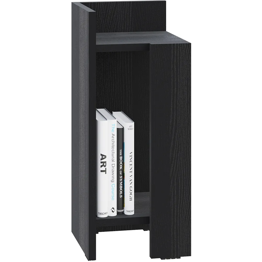 Elos 2 Shelf Left Side Bedside Table - Black