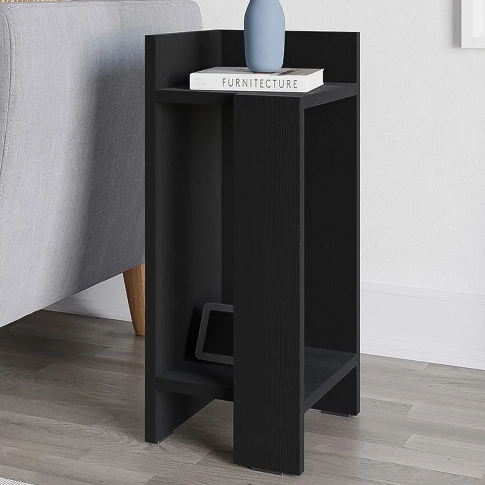 Elos 2 Shelf Left Side Bedside Table - Black image