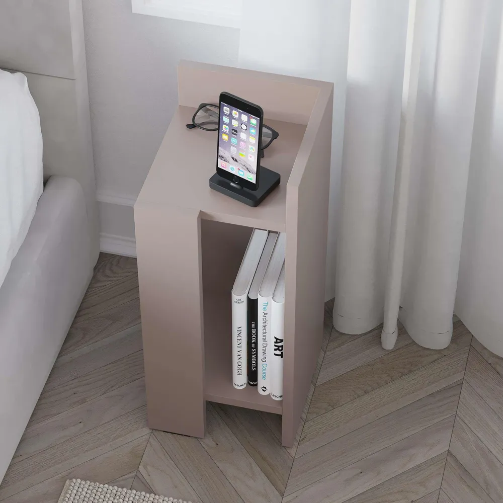 Elos 2 Shelf Right Module Bedside Table - Grey