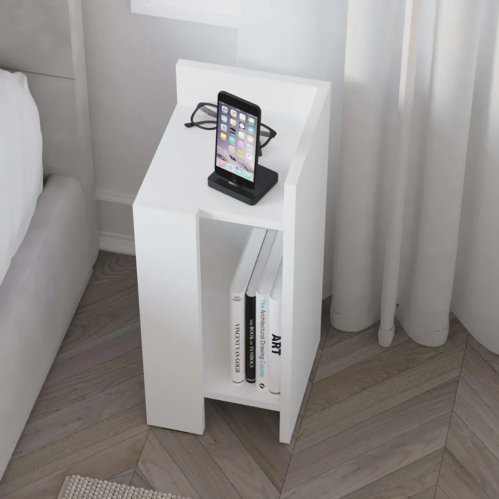 Elos 2 Shelf Right Module Bedside Table - White