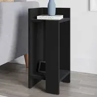 Elos 2 Shelf Right Side Bedside Table - Black