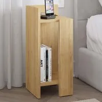 Elos Left Module Bedside Table with Storage - Cream, Oak