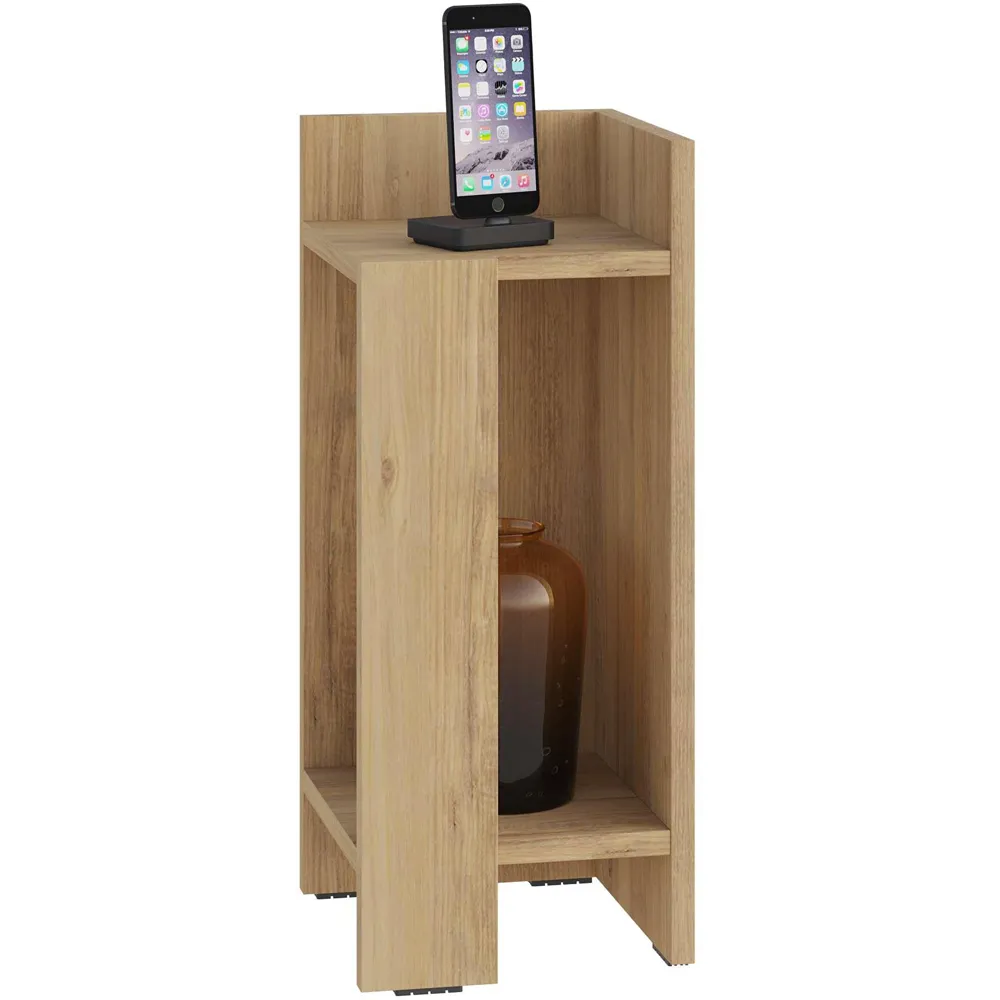 Elos Right Module Bedside Table with Storage - Cream, Oak