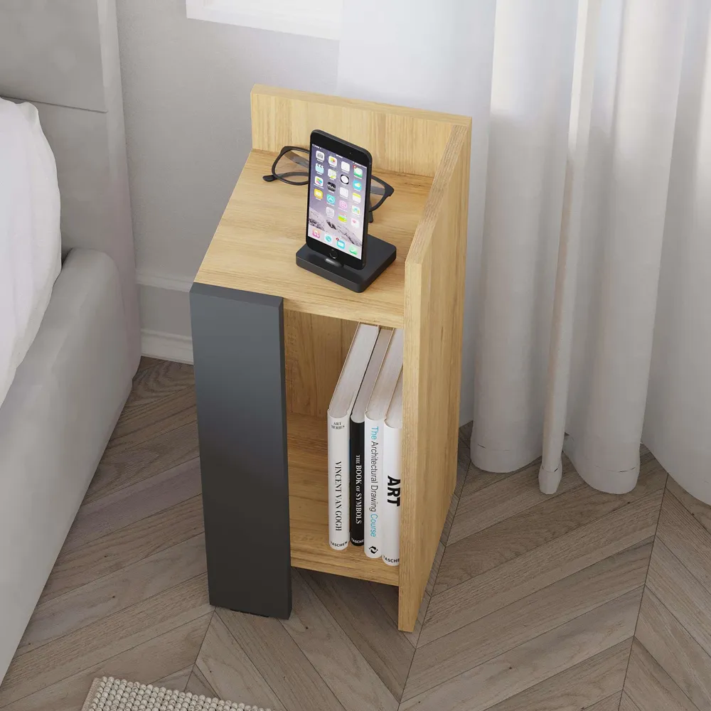 Elos Right Module Bedside Table with Storage - Multi, Oak