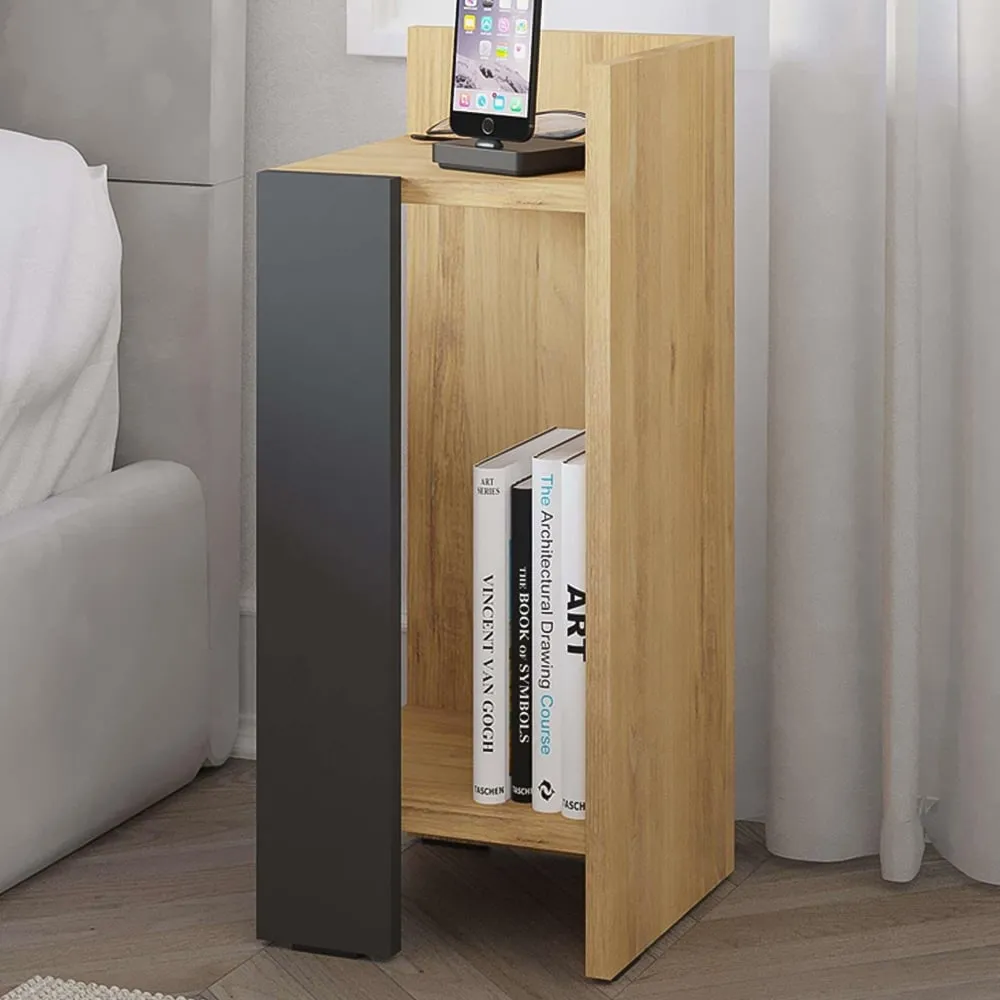 Elos Right Module Bedside Table with Storage - Multi, Oak