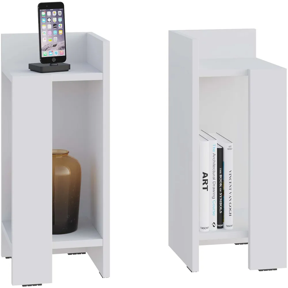 Elos Single Shelf Bedside Table Set of 2 - White