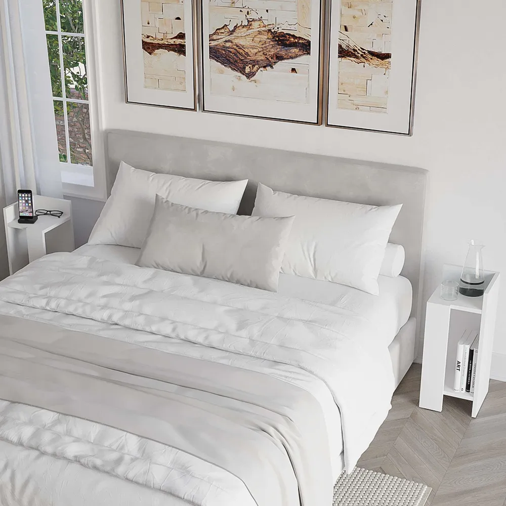 Elos Single Shelf Bedside Table Set of 2 - White