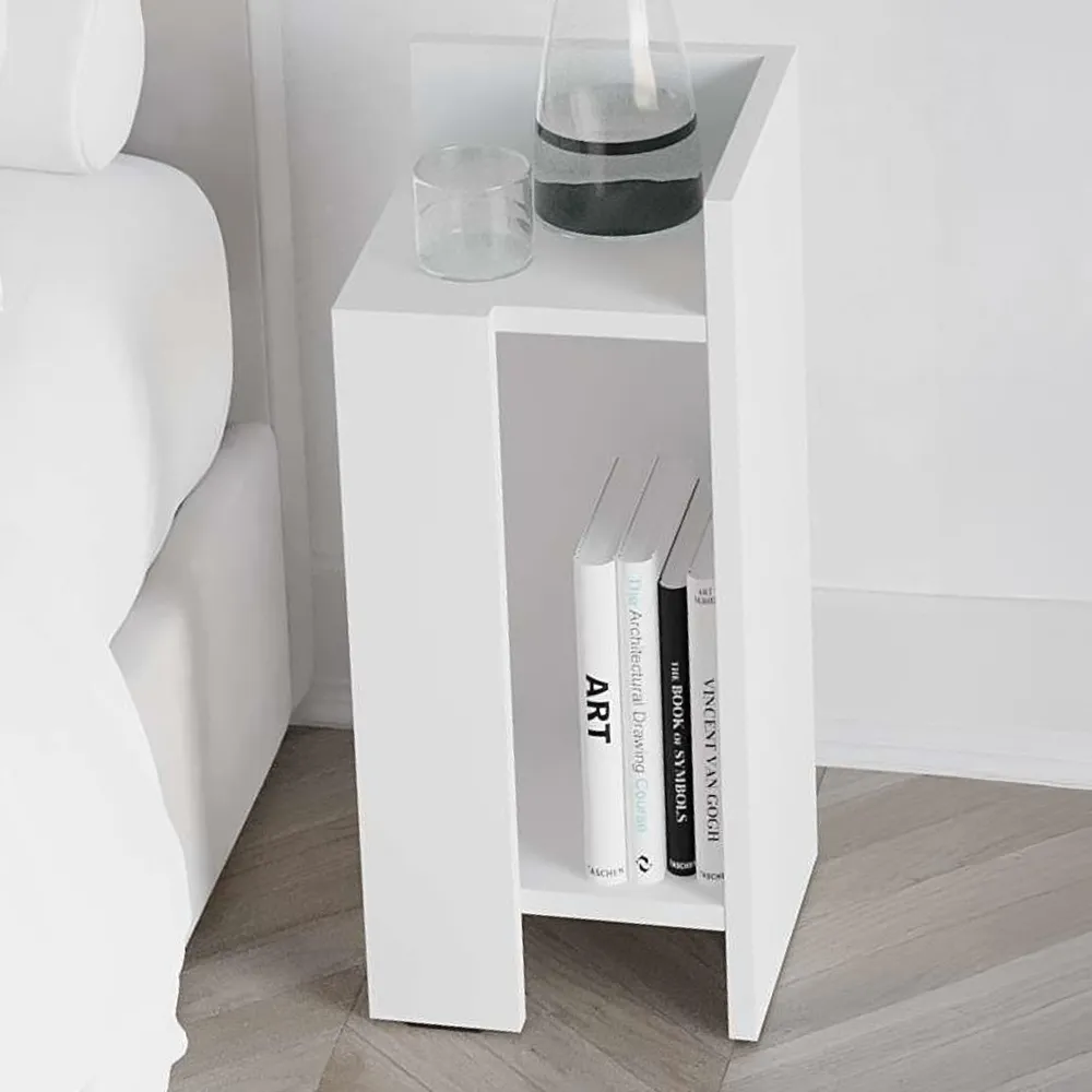 Elos Single Shelf Bedside Table Set of 2 - White