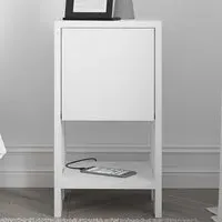 Ema Single Door Bedside Table with Storage - White