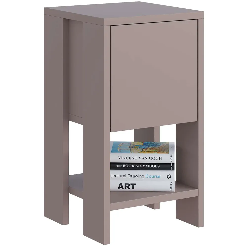 Ema Single Drawer Bedside Table with Storage - Mocha Grey