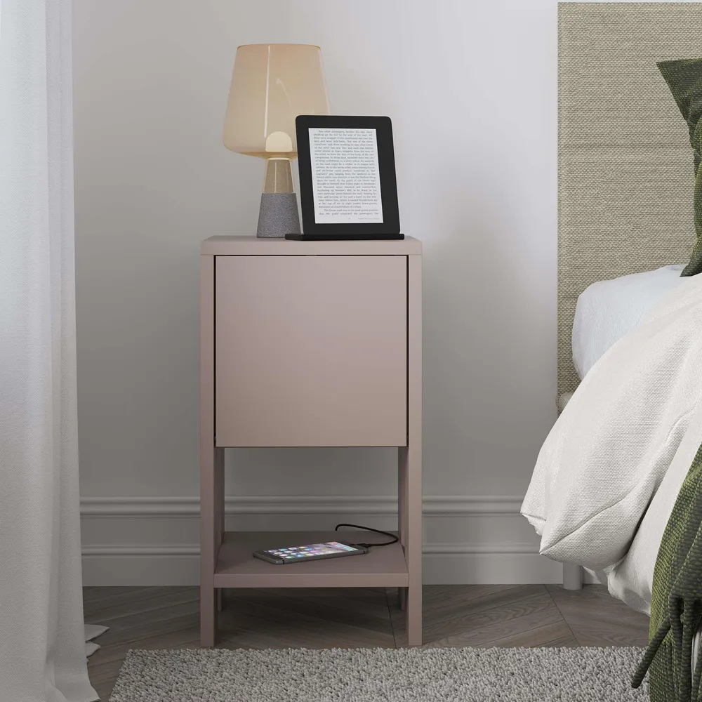 Ema Single Drawer Bedside Table with Storage - Mocha Grey