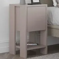 Ema Single Drawer Bedside Table with Storage - Mocha Grey