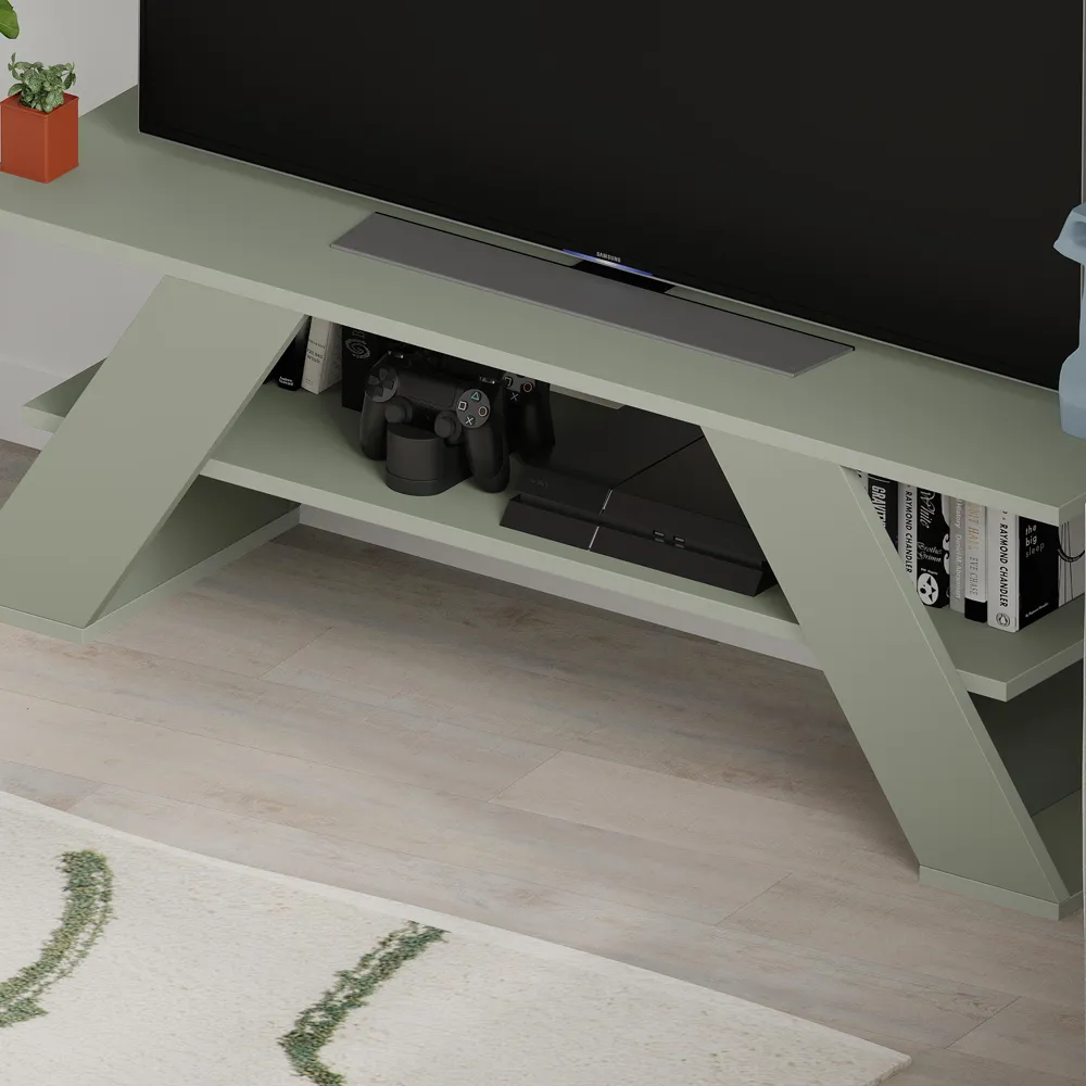 Farfalla Single Shelf TV Unit - Ash Green