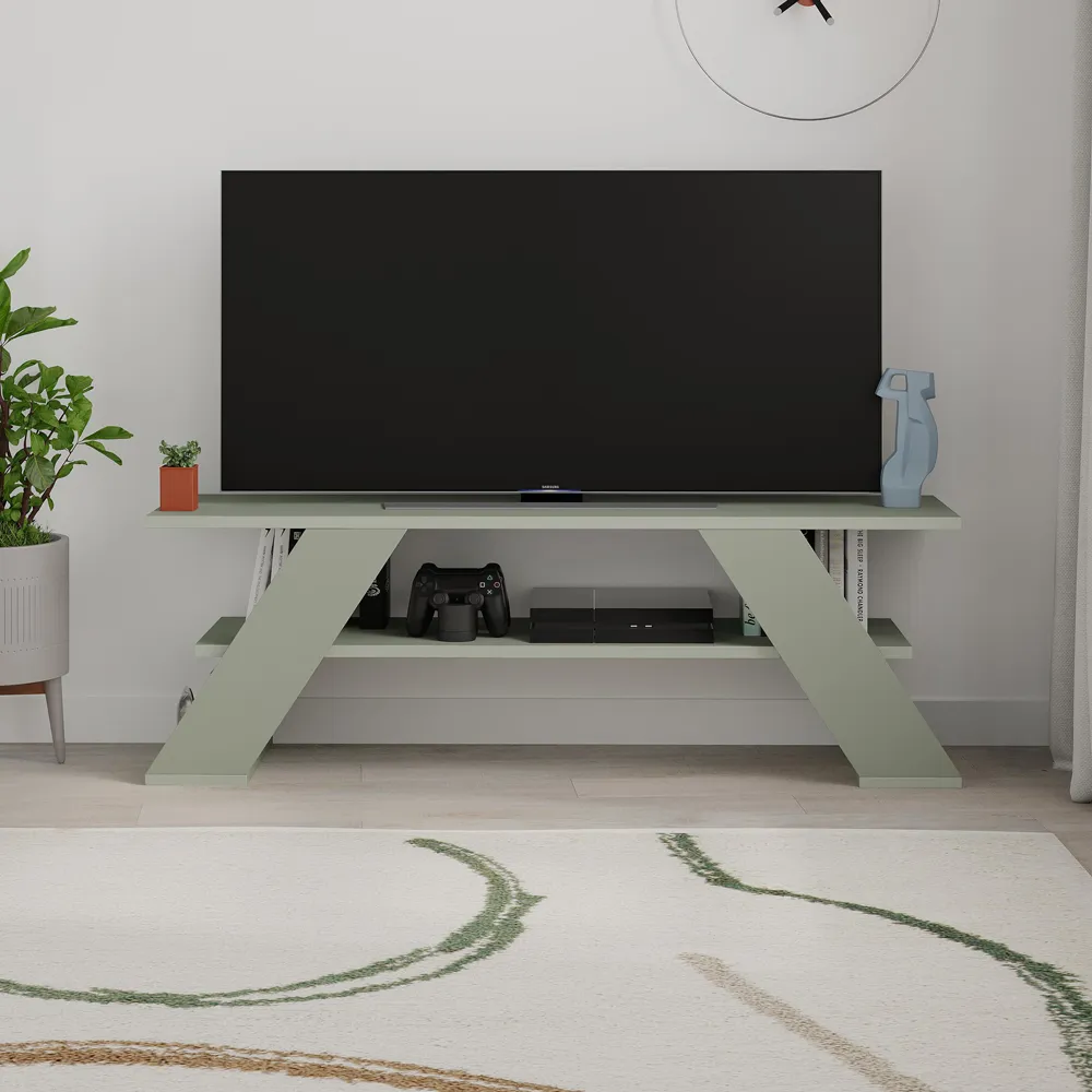 Farfalla Single Shelf TV Unit - Ash Green