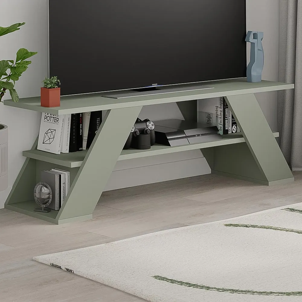 Farfalla Single Shelf TV Unit - Ash Green