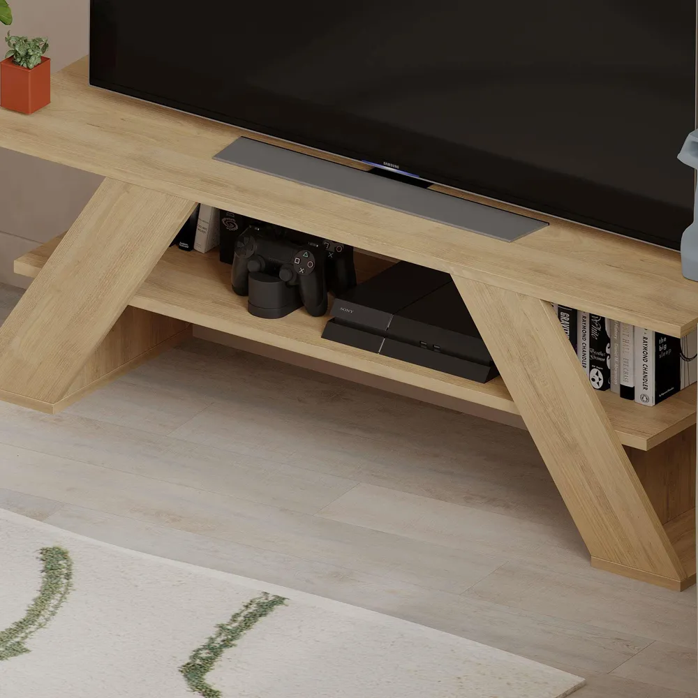 Farfalla Single Shelf TV Unit - Oak