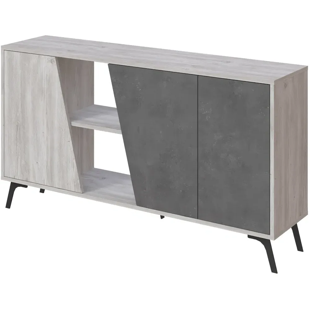 Fiona 3 Door 2 Shelf Sideboard - Ancient White, Retro Grey