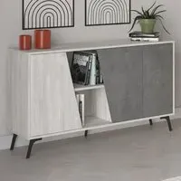 Fiona 3 Door 2 Shelf Sideboard - Ancient White, Retro Grey