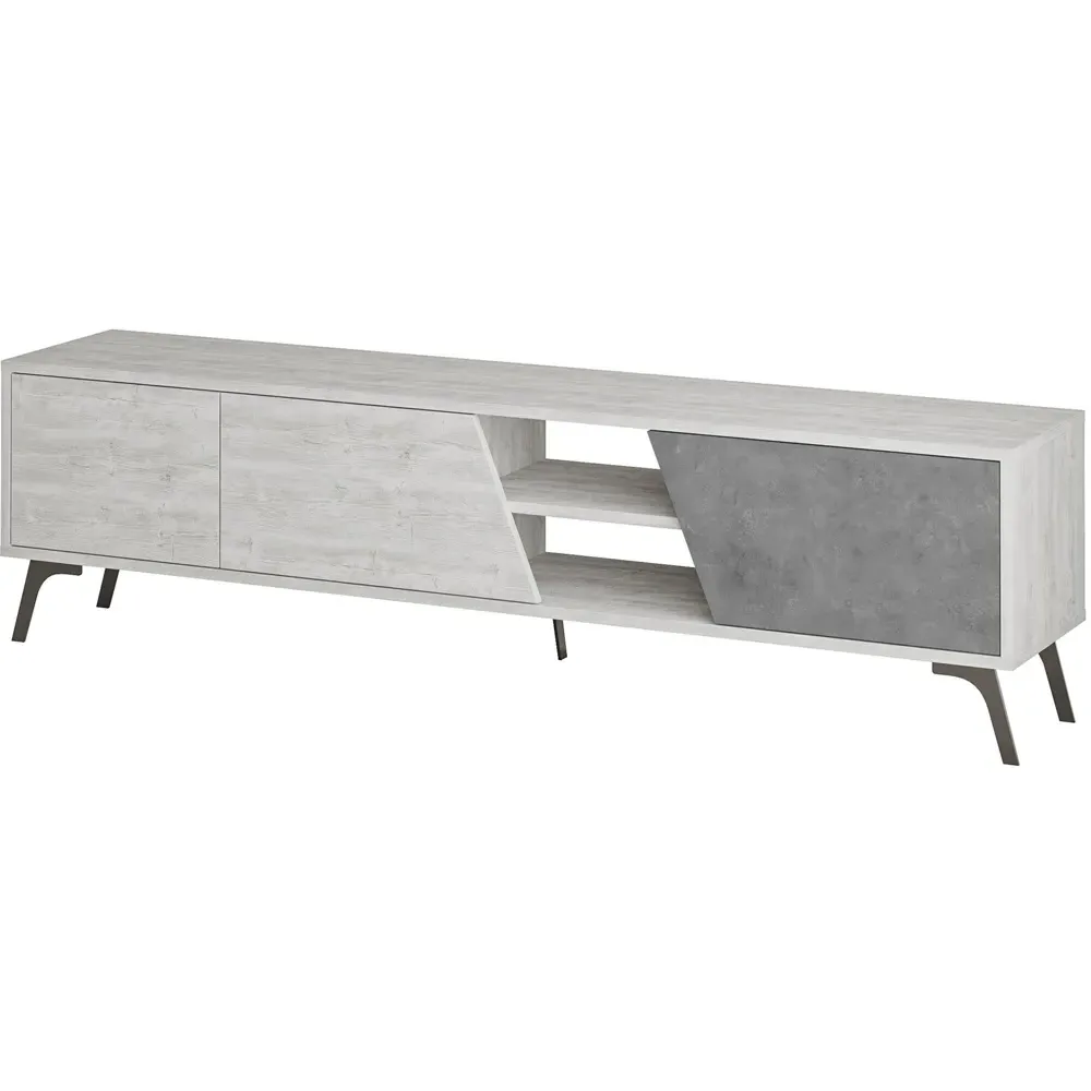Fiona 3 Door TV Unit with Storage - Grey, White