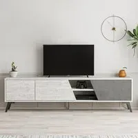 Fiona 3 Door TV Unit with Storage - Grey, White