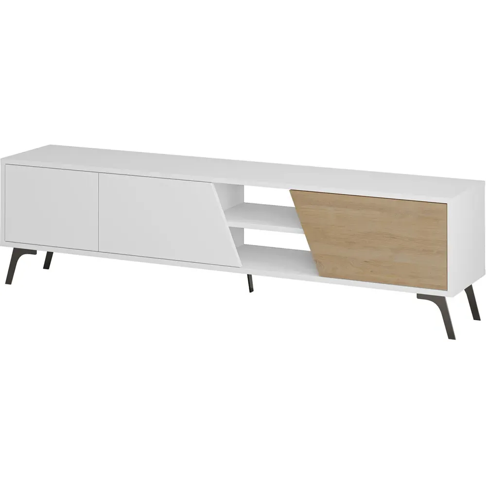 Fiona 3 Door TV Unit with Storage - Oak, White